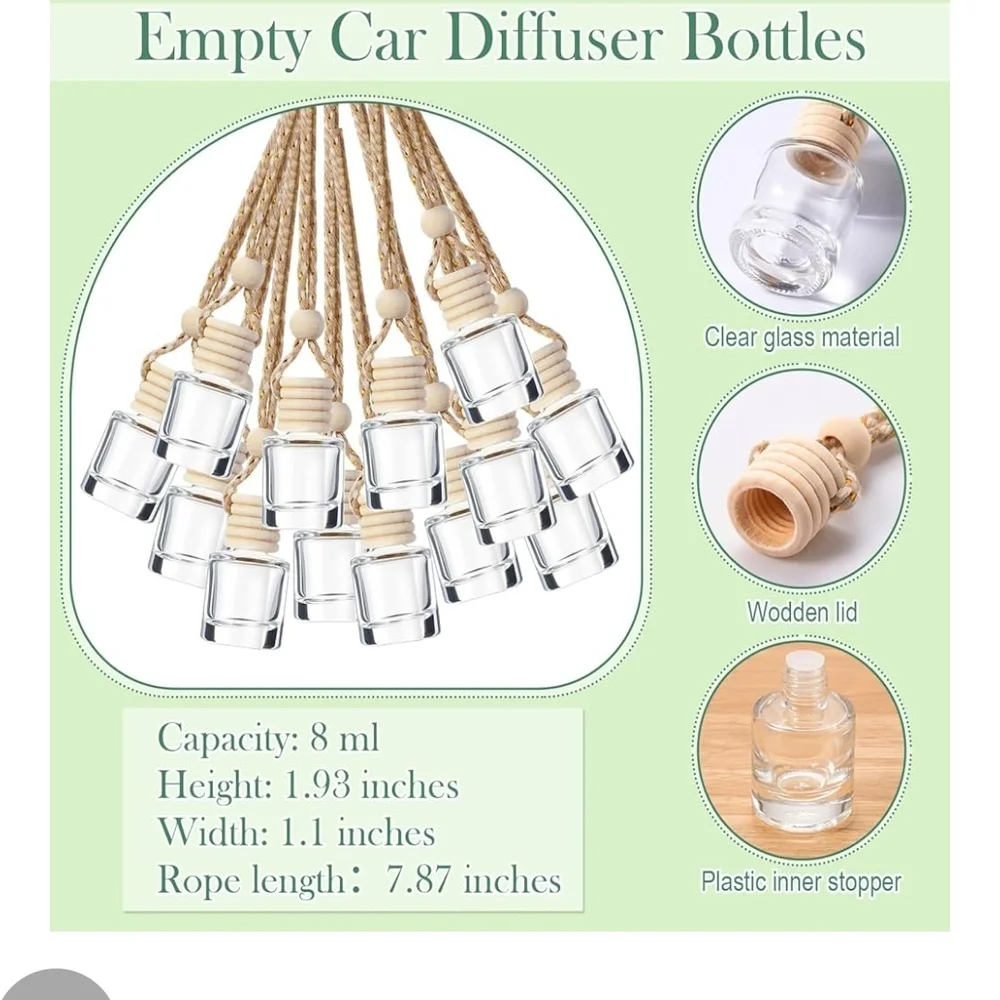 50 Peices Clear Glass Car Diffuser Bottles with Wooden Lids